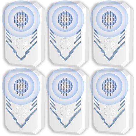 Ultrason pour Souris et Rats 6 Pièces, Anti Moustique Ultrason, Repulsif Ultrason, Apreil Ultrason pour Nuisible, Antirasitaire Répulsif pour Moustiques 8.5x5.5x4.5cm (1/5)