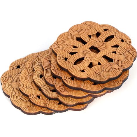 6 Pièces Sous-verres en Bambou Antibrûlure pour Cérémonie du Thé, Protection Isolante (Modèle 2) (1/5)