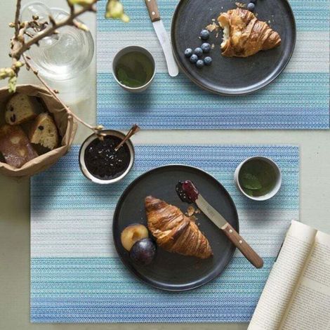 Sets de table en vinyle, ensemble de 4 pièces, pliables, lavables, réutilisables, sets de table de cuisine(bleu) (1/4)