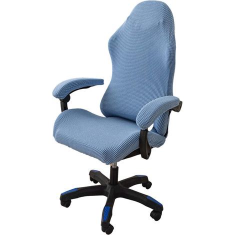 4-teiliges Bürostuhlbezug-Set mit Armlehnen, Gaming-Stuhlbezüge, waschbarer Bürostuhlbezug, rutschfest, geeignet für Gaming-Stühle, Computerstühle, Drehstühle (Blau) (1/5)