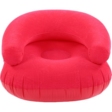 GARRYFIZH ‌Chaise longue gonflable en PVC velours‌ - dossier en U, portable - pour salon, balcon, extérieur - rouge rose