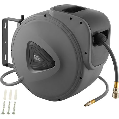 Tectake – Enrouleur pneumatique 30m – Raccord rapide ¼' – Pression max 12 bars – Boîtier en polypropylène – Rotation 180° (1/4)