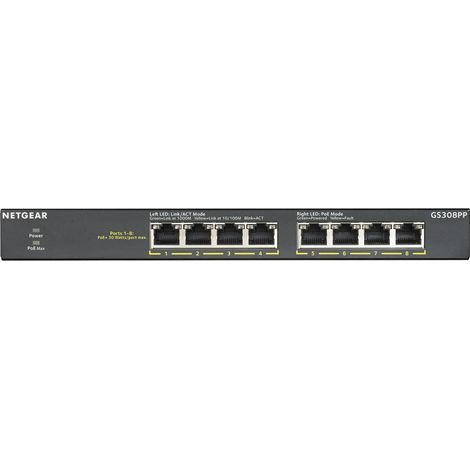 Switch NETGEAR 8x GE GS308PP unmanaged, lüfterlos (GS308PP-100EUS) (1/5)