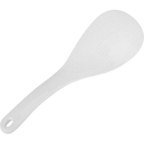 Cuillère à riz plate en plastique blanc à pois pour la cuisine (1/5)