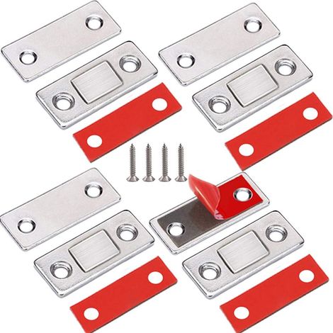 Loqueteau magnétique pour meuble – 4 pièces – Épaisseur 4.5 mm – Force 2 kg – Installation sans perçage – Métal résistant à l'humidité (1/5)