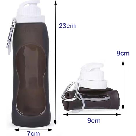 Gourde anti-fuite ultra-légère de 500 ml - Bouteille d'eau pliable sans BPA - Pour le sport, le cyclisme, le fitness et les activités de plein air - Noir (1/5)