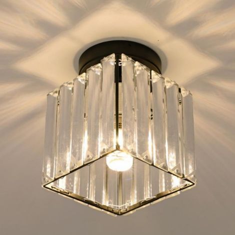 Trade Shop - PLAFONIERA LAMPADA DA SOFFITTO CUBO NERO ATTACCO E27 IN CRISTALLAL DESIGN ELEGANTE -