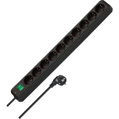 Multiprise avec interrupteur 10 prises 3 m H05VV-F 3G1.5 Noir (1/3)