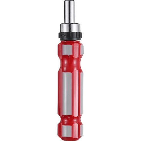 Manches Tournevis À Cliquet Vierges Outil Trou Hexagonal 1/4" Longueur 105mm Magnétique Acier Au Carbone Porte-Embouts Lourds À Changement Rapide Poignées Remplacement, Rouge Gris (1/5)