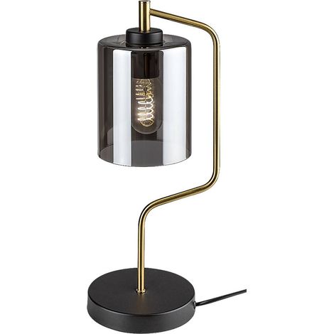 Lampada da tavolo PEREZ E27 1x max.40W metallo nero, vetro colorato H: 44cm Ø13cm con interruttore a cavo (1/5)