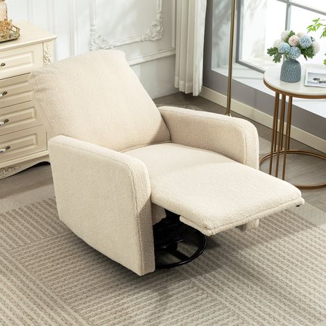 Poltrona reclinabile, poltrona relax con poggiapiedi, girevole e inclinabile a 360°, 76 x 94 x 100 cm, beige (1/5)