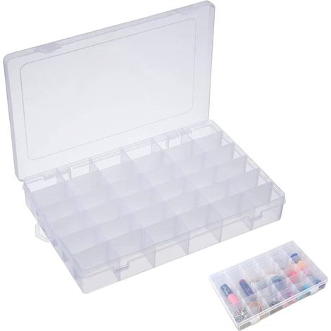 Caja De Almacenamiento Con 36 Compartimentos - Ajustable - Transparente - Para Bisutería Herramientas De Maquillaje Y Piezas Electrónicas - 1 Unidad (1/5)