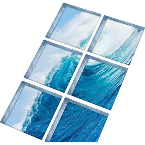 Autocollants antidérapants carrés 3D à motif plage pour baignoire et piscine, 6 pièces, 15 x 15 cm. (1/5)