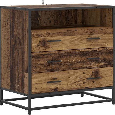 Cajonera 3-Cajón Madera envejecida 70 x 41 x 70 cm vidaXL (1/5)
