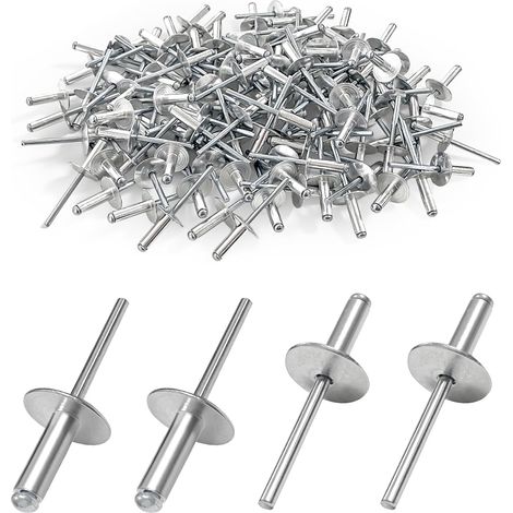 120 remaches ciegos de aluminio, aptos para electrodomésticos, vehículos de motor y equipos mecánicos (4,8 x 16 x 16 mm).