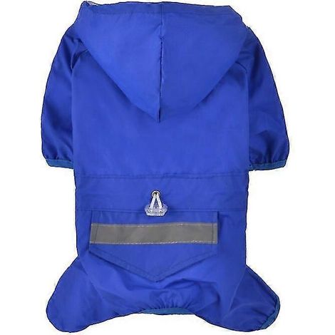 Impermeable para perros y gatos con capucha reflectante para cachorros y perros pequeños. Chaqueta impermeable para perros de malla suave y transpirable. Color azul. (1/5)