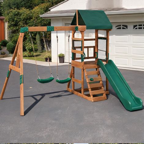 Portique de balançoire en bois plastique 315 x 284 x 233 cm (1/5)