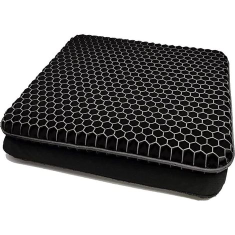 Coussin de Chaise,Coussin de Gel Respirant, Coussin Anti Escarres, Soulage la Pression sur Le Orthopédique avec Housse Antidérapant pour Voiture/Bureau/Maison/Fauteuil Roulant (Noir) (1/5)
