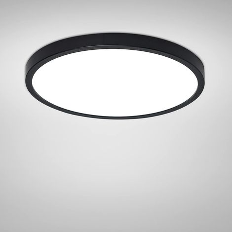 Plafonnier LED 28W Blanc Froid 6500K Ultra Mince Noir Lampes de pour Salle de Bains Chambre Salon Cuisine Bureau 23cm (1/5)