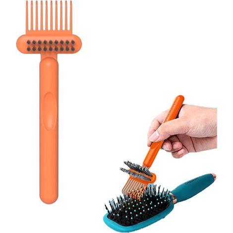 Peigne nettoyant 2-en-1 : brosse à cheveux + outil de retrait des poils et poussière, pour maison et salon. (1/5)