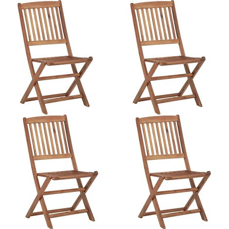 Outdoor Chair  Set of 4  Natural Wood  Solid Acacia Wood  Standard vidaXL