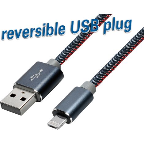 Cavo Maxtrack USB, USB tipo A maschio a USB connettore a 8 pin, 1,0 m, manicotto denim de (1 cavo) (1/5)