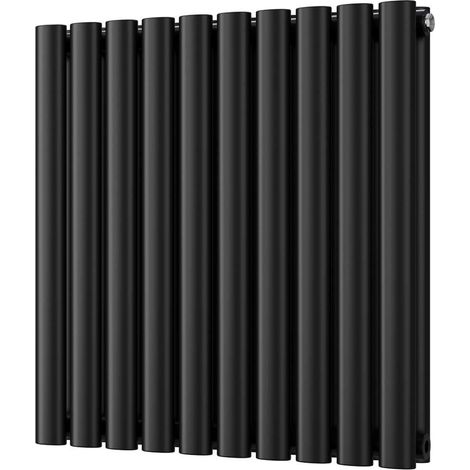 Omeara - Black Horizontal Radiator H600mm x W580mm Double Panel