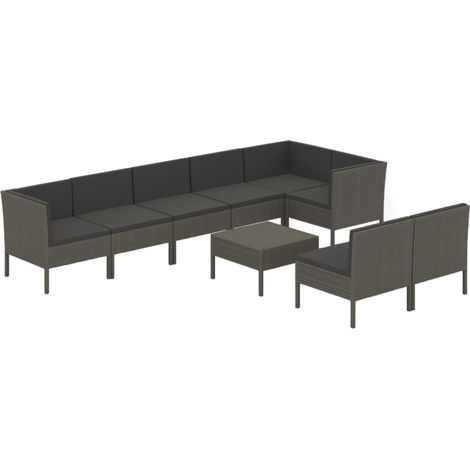 Maison Exclusive - 9-tlg. Garten-Lounge-Set mit Auflagen Poly Rat