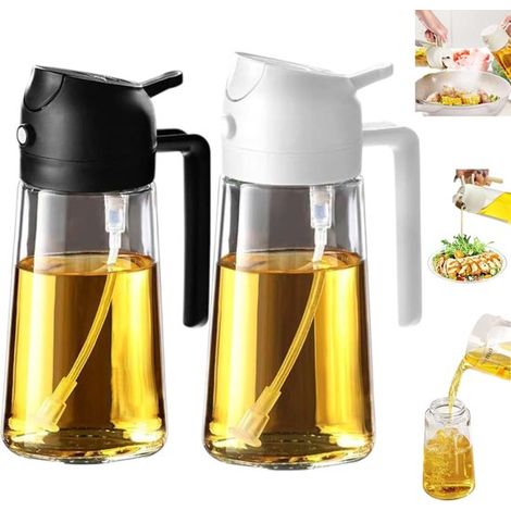 2 pulverizadores de aceite de oliva, Botella de aceite, 470 ml, Bomba de aceite, Bomba de aceite, Pulverizador o vertido manual (1/5)