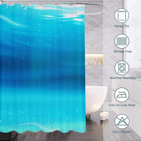 Rideau de douche motif plage paradisiaque, rideau salle de bain imperméable, 90x180 cm (1/5)