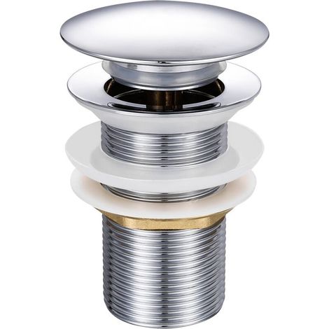 Bonde de Lavabo Pop-up, Vidage Clapet Push Open Pour Lavabo, Chromé G 1-1/4" - Sans trop-plein (1/5)