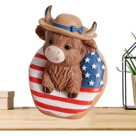 Décoration Vache Fête Nationale Sculpture Rouge Blanc Bleu Figurine De Vache En Résine Dans Le Désert pour Centre de Table Décoration Maison Bureau Jardin Plateau Étagère Fête (1/5)