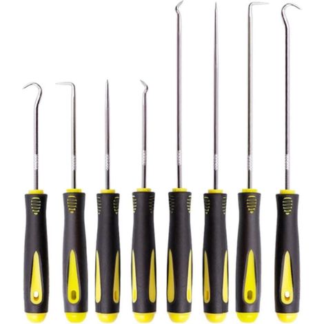 8 Pcs Jeu de Crochets et Tournevis Mécanique de Précision, Jeu de Crochets et Tournevis Mécanique, Outil à dégarnir l’Habillage de Porte Extracteur Joint Injecteur, Crochets Longue Portée (1/4)