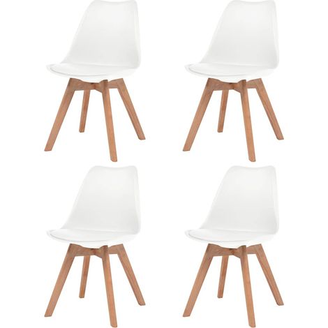 Chaises à manger lot de 4-Chaises de Salle à Manger-Chaise de cuisine Blanc Plastique 892785 (1/5)