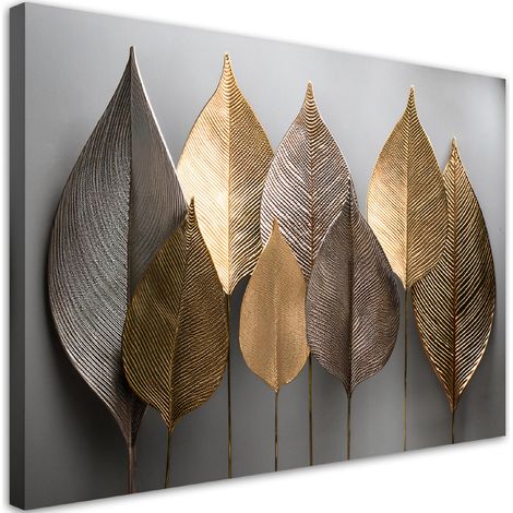 Tableau déco Minimalisme Feuilles d'or Abstraction 100x70 (1/5)