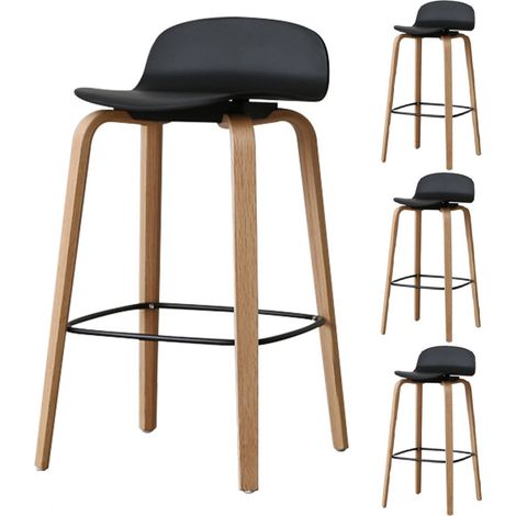 Set di 4 sgabelli da bar neri in stile scandinavo con gambe in metallo - Altezza 76 cm (1/5)