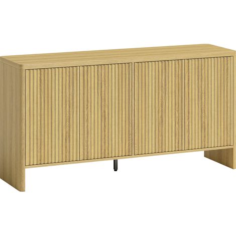 Buffet Beechcroft Design Rainuré Chêne Élégant 4 Portes Rangement Polyvalent 147 cm (1/5)