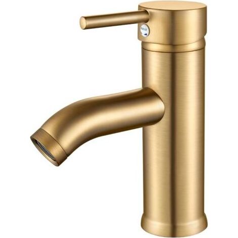 Robinet Lavabo - Mitigeur Monocommande - Acier Inoxydable 304 - Aérateur Amovible - Finition Or Brossé - Pour Salle De Bain - 1 Pièce (1/5)