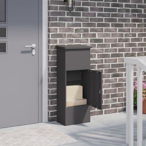 Paketdrop-Box mit Speicher Schwarz 44,5 x 29 x 110,5 cm Stahl
