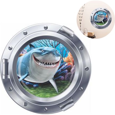 Autocollant Mur 3D Sous-Marin - Décor Murale Animaux Marine pour Salle De Bain Chambre Enfant - 1 Pièce (1/5)