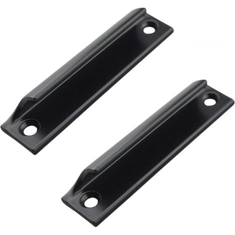 Sollbry 2 Stück Türgriff aus Aluminiumlegierung, Türgriff, Innentürgriff, Balkontürgriff, Außentürgriff, für Fenster, Möbelbeschläge mit 4 Schrauben (Schwarz) (1/5)