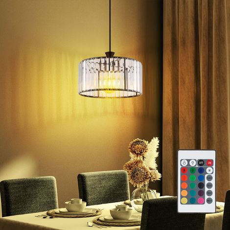 Lampada a sospensione in cristallo per soggiorno lampada a sospensione telecomando dimmerabile cambio colore, 1x 4W 470Lm bianco caldo, DxH 31x120 cm