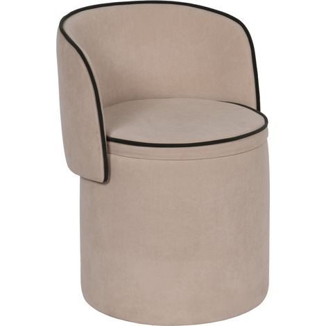 Amadeus - Pouf fauteuil Eclipse beige avec passepoil kaki