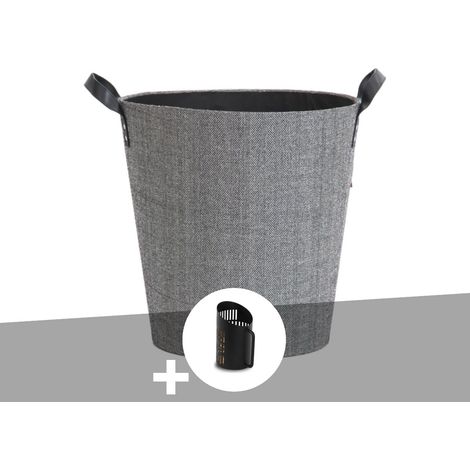 Panier à bûches et à granulés Dama rond gris + Pelle à granulés - Le Marquier (1/3)