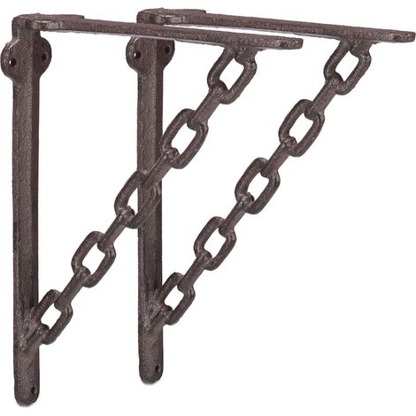 2x soportes para estantes de hierro fundido con cadena