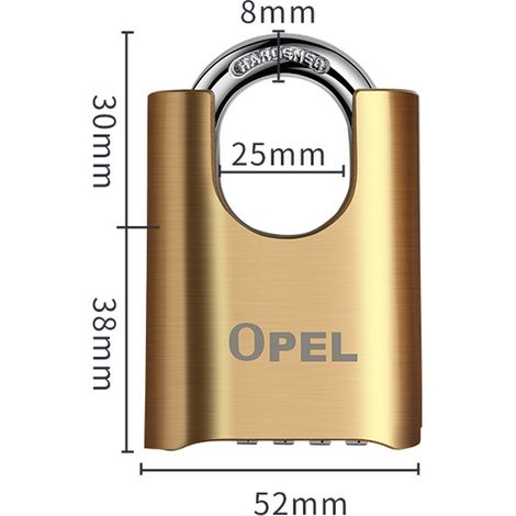 Cadenas Code 4 Chiffres, 52mm Cadenas Extérieur Etanche, Robuste et Antivol, 8mm Loquet Cadenas à CombinaisonCouleur bronze, revête (1/5)