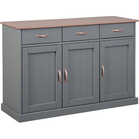 Buffet 3 Portes & 3 Tiroirs "Zernan" 131cm Gris (1/5)