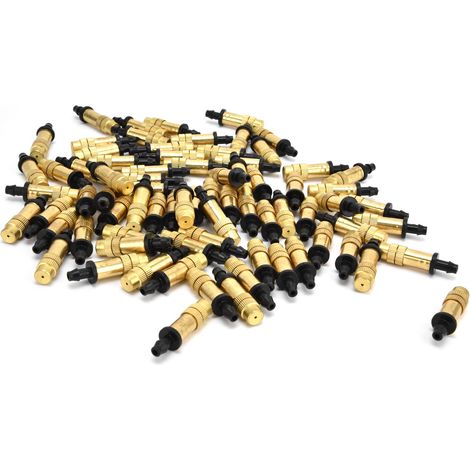 Lot de 100 buses de pulvérisation en cuivre à crochet unique pour irrigation goutte à goutte, compatibles avec les tuyaux de 4/7 pouces. (1/5)