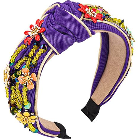 Headband Turban - 14 x 16 cm - Perles et Strass - Design Vintage - Pour Femme - 2 Pièces (1/5)