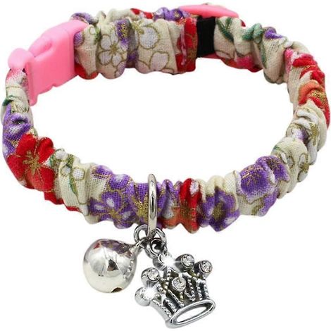Filiyano-Collier élastique ajustable à motif floral pour chien et chat avec clochette, couronne et poisson (1/2)